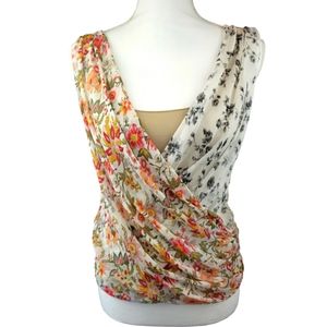 Bailey 44 Silk Wrap Front Blouse Size Small in Mixed Print Floral